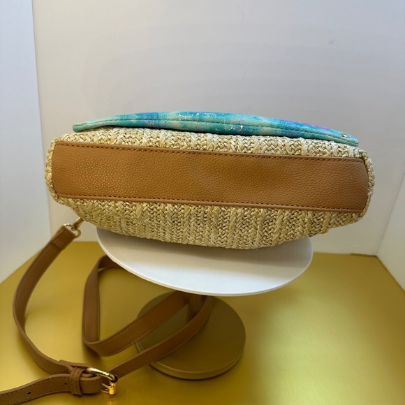 Leoma Lovegrove Pineapple Crossbody Bag Straw Faux Leather Tropical Pink Blue - Picture 7 of 13